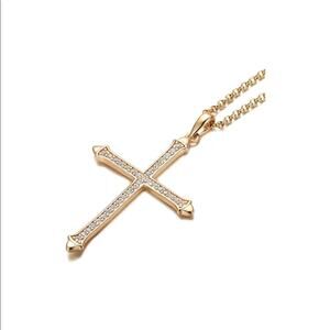 14K Rose Gold Plated Dainty Cross Necklace